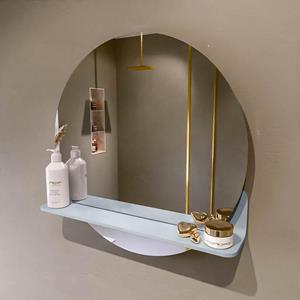 Mondiaz SPOT Badkamerspiegel - rond 60cm - spiegelplanchet - kleur Clay SPOTPLNCHT60CLA