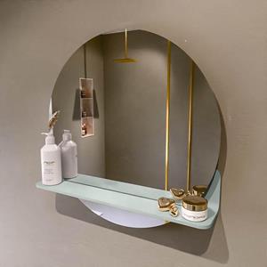 Mondiaz SPOT Badkamerspiegel - rond 60cm - spiegelplanchet - kleur Greey SPOTPLNCHT60GRE