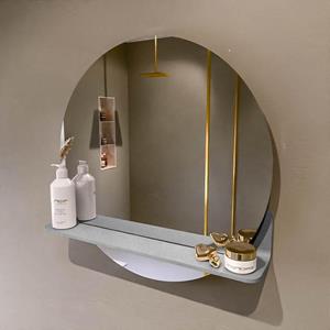 Mondiaz SPOT Badkamerspiegel - rond 60cm - spiegelplanchet - kleur Plata SPOTPLNCHT60PLA