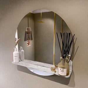 Mondiaz SPOT Badkamerspiegel - rond 70cm - spiegelplanchet - kleur Glace SPOTPLNCHT70GLA