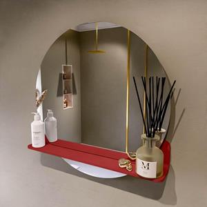 Mondiaz SPOT Badkamerspiegel - rond 70cm - spiegelplanchet - kleur Fire SPOTPLNCHT70FIR