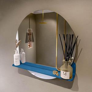 Mondiaz SPOT Badkamerspiegel - rond 70cm - spiegelplanchet - kleur Jeans SPOTPLNCHT70JEA