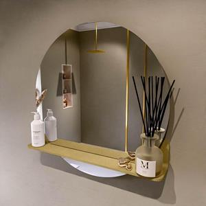Mondiaz SPOT Badkamerspiegel - rond 70cm - spiegelplanchet - kleur Oro SPOTPLNCHT70ORO
