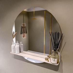 Mondiaz SPOT Badkamerspiegel - rond 80cm - spiegelplanchet - kleur Rosee SPOTPLNCHT80ROS
