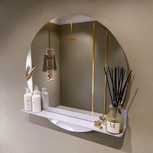 Mondiaz SPOT Badkamerspiegel - rond 80cm - spiegelplanchet - kleur Cale SPOTPLNCHT80CAL