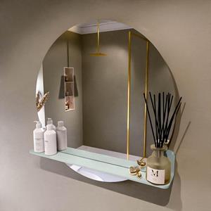 Mondiaz SPOT Badkamerspiegel - rond 80cm - spiegelplanchet - kleur Greey SPOTPLNCHT80GRE