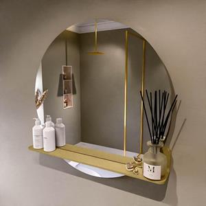 Mondiaz SPOT Badkamerspiegel - rond 80cm - spiegelplanchet - kleur Oro SPOTPLNCHT80ORO