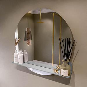 Mondiaz SPOT Badkamerspiegel - rond 80cm - spiegelplanchet - kleur Plata SPOTPLNCHT80PLA