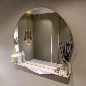 Mondiaz SPOT Badkamerspiegel - rond 90cm - spiegelplanchet - kleur Rosee SPOTPLNCHT90ROS