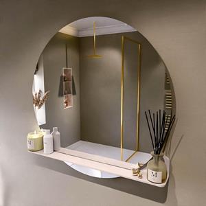 Mondiaz SPOT Badkamerspiegel - rond 100cm - spiegelplanchet - kleur Rosee SPOTPLNCHT100ROS