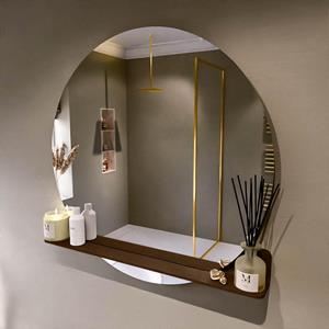 Mondiaz SPOT Badkamerspiegel - rond 100cm - spiegelplanchet - kleur Rust SPOTPLNCHT100RUS