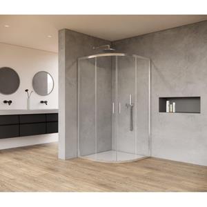 Saniclass Casus Douchecabine - 100x100x200cm - kwartrond - helder glas - profiel - chroom SAO2142-CH100x100
