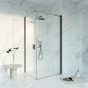 Fortifura Galeria Douchecabine - 80x100x200 - Profiel - veiligheidsglas - anti kalk - Geborsteld Gunmetal PVD SW1122483 SW797915 SW797907