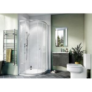 Crosswater Kai douchecabine 80x80x190cm kwartrond met 1 schuifdeur 6mm helder veiligheidsglas aluminium zilver KLQSSC0800