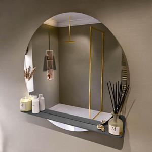 Mondiaz SPOT Badkamerspiegel - rond 100cm - spiegelplanchet - kleur Dark Grey SPOTPLNCHT100DGR