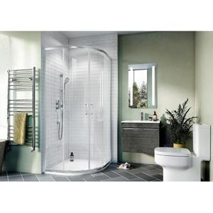 Crosswater Kai kwartronde douchecabine met 2 schuifdeuren 80x80x190cm met 6mm helder veiligheidsglas zilver KLQDS0800