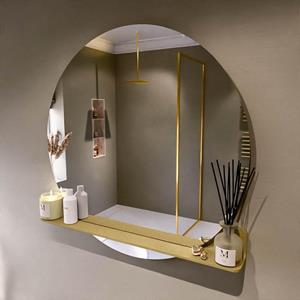 Mondiaz SPOT Badkamerspiegel - rond 100cm - spiegelplanchet - kleur Oro SPOTPLNCHT100ORO