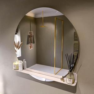 Mondiaz SPOT Badkamerspiegel - rond 110cm - spiegelplanchet - kleur Rosee SPOTPLNCHT110ROS