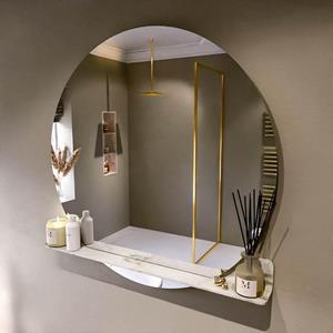 Mondiaz SPOT Badkamerspiegel - rond 110cm - spiegelplanchet - kleur Frappe SPOTPLNCHT110FRA