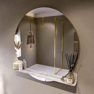 Mondiaz SPOT Badkamerspiegel - rond 110cm - spiegelplanchet - kleur Glace SPOTPLNCHT110GLA