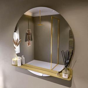 Mondiaz SPOT Badkamerspiegel - rond 110cm - spiegelplanchet - kleur Oro SPOTPLNCHT110ORO