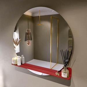 Mondiaz SPOT Badkamerspiegel - rond 110cm - spiegelplanchet - kleur Fire SPOTPLNCHT110FIR