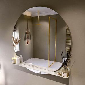 Mondiaz SPOT Badkamerspiegel - rond 120cm - spiegelplanchet - kleur Frappe SPOTPLNCHT120FRA