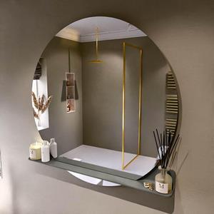 Mondiaz SPOT Badkamerspiegel - rond 120cm - spiegelplanchet - kleur Smoke SPOTPLNCHT120SMO