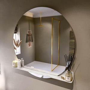 Mondiaz SPOT Badkamerspiegel - rond 120cm - spiegelplanchet - kleur Ostra SPOTPLNCHT120OST