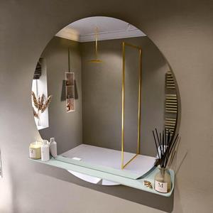 Mondiaz SPOT Badkamerspiegel - rond 120cm - spiegelplanchet - kleur Greey SPOTPLNCHT120GRE