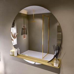 Mondiaz SPOT Badkamerspiegel - rond 120cm - spiegelplanchet - kleur Oro SPOTPLNCHT120ORO