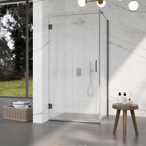 Fortifura Galeria Douchecabine - 80x90x200cm - scharnieren - deurgreep - stabilisatiestang - helder geribbeld - veiligheidsglas - Geborsteld gunmetal (Antraciet) SW1208820/SW1122563/SW797907/SW797951