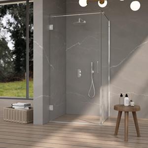 Fortifura Galeria Douchecabine - 100x140x200cm - scharnieren - deurgreep - stabilisatiestang - vlak - helder veiligheidsglas - Chroom SW1122549/SW1122560/SW797904/SW797916