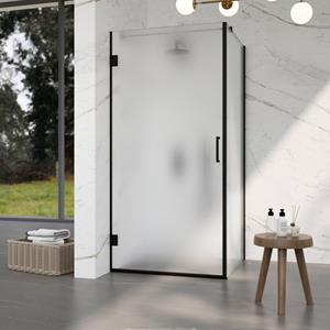 Fortifura Galeria Douchecabine - 80x120x200cm - scharnieren - deurgreep - vlak - gesatineerd veiligheidsglas - Geborsteld gunmetal PVD (Antraciet) SW1122552/SW1122563/SW797907/SW797928