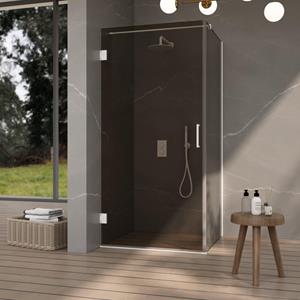 Fortifura Galeria Douchecabine - 90x120x200cm - scharnieren - deurgreep - vlak - rookglas - Mat wit SW1122558/SW1122562/SW797906/SW797944