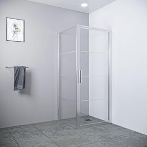 Aqua Vista Saniclass Colorem douchecabine 90x90x200cm 8mm helder nano coating glas met frame geborsteld rvs R-MB-C90D-FFF / R-MB-2120-90-FFF