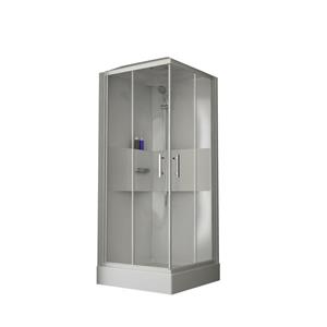 Nemo Start - Lilou Plus - complete douchecabine - 2 schuifdeuren - 6mm veiligheidsglas - omkeerbaar - douchebak acryl 90x90 - met dak - regendouche - vierkant - helder wit CLLA90TF-1AA