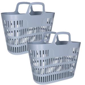CM Flexibele wasmand/tas - 2x - lichtgrijs - 25 liter - kunststof - 47 x 18 x  - opbergen -