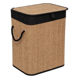 5five Wasmand met deksel - bamboe hout - 60 Liter- naturel zwart - x 30 x 50 cm -