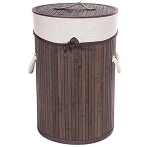 CM Wasmand - stof met hout look - met deksel - opvouwbaar - bruin - 28 x  -