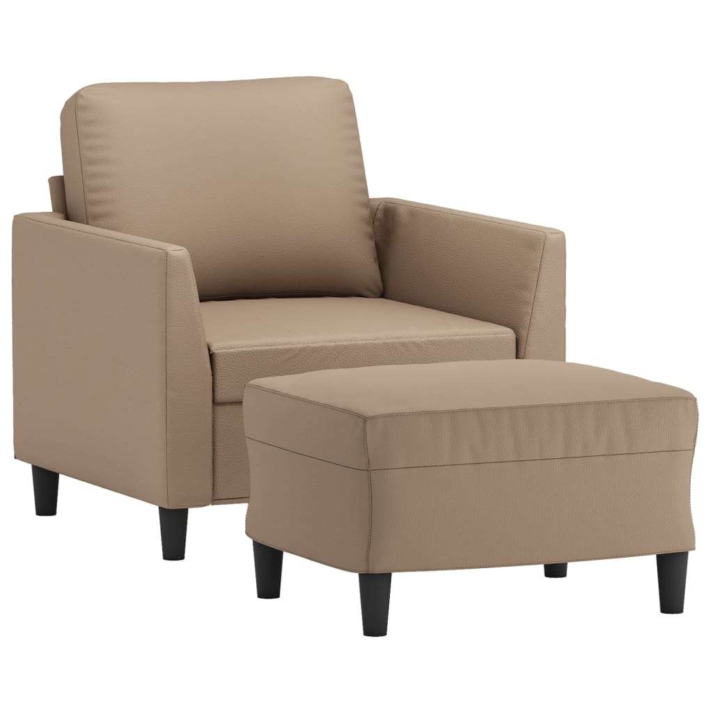 vidaXL Fauteuil met voetenbank 60 cm kunstleer cappuccinokleurig