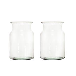 Merkloos Set van 2x stuks grote ronde vazen van glas x 19 cm -