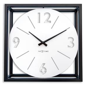 NeXtime  Tafel-|Wandklok 40x40x9,5cm - Stil - Zwart|Wit - Metaal -