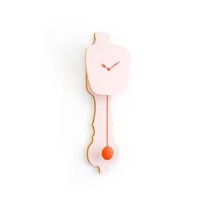 KLOQ Kleine Wandklok in Perzik Pastel & Neon Oranje