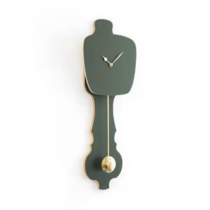 KLOQ Grote Wandklok met slinger in Mist Groen & Glimmend Goud (SE)