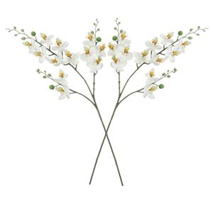 Mica Decorations Kunstbloem Orchidee tak - 2x - wit - 75 cm - Kunst zijdebloemen -