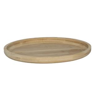 Gerimport Serveer plateau - rond - dienblad - hout - D33 cm - lichtbruin -