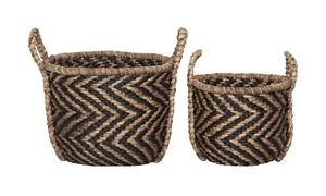 MUST Living Mand Basket Rond XL, Set van 2 stuks - Zwart, Naturel