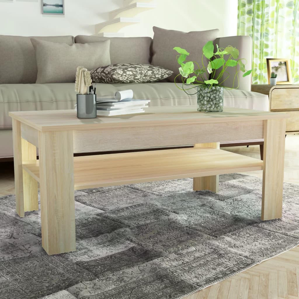 VidaXL Salontafel 110x65x48 cm bewerkt hout eikenkleur