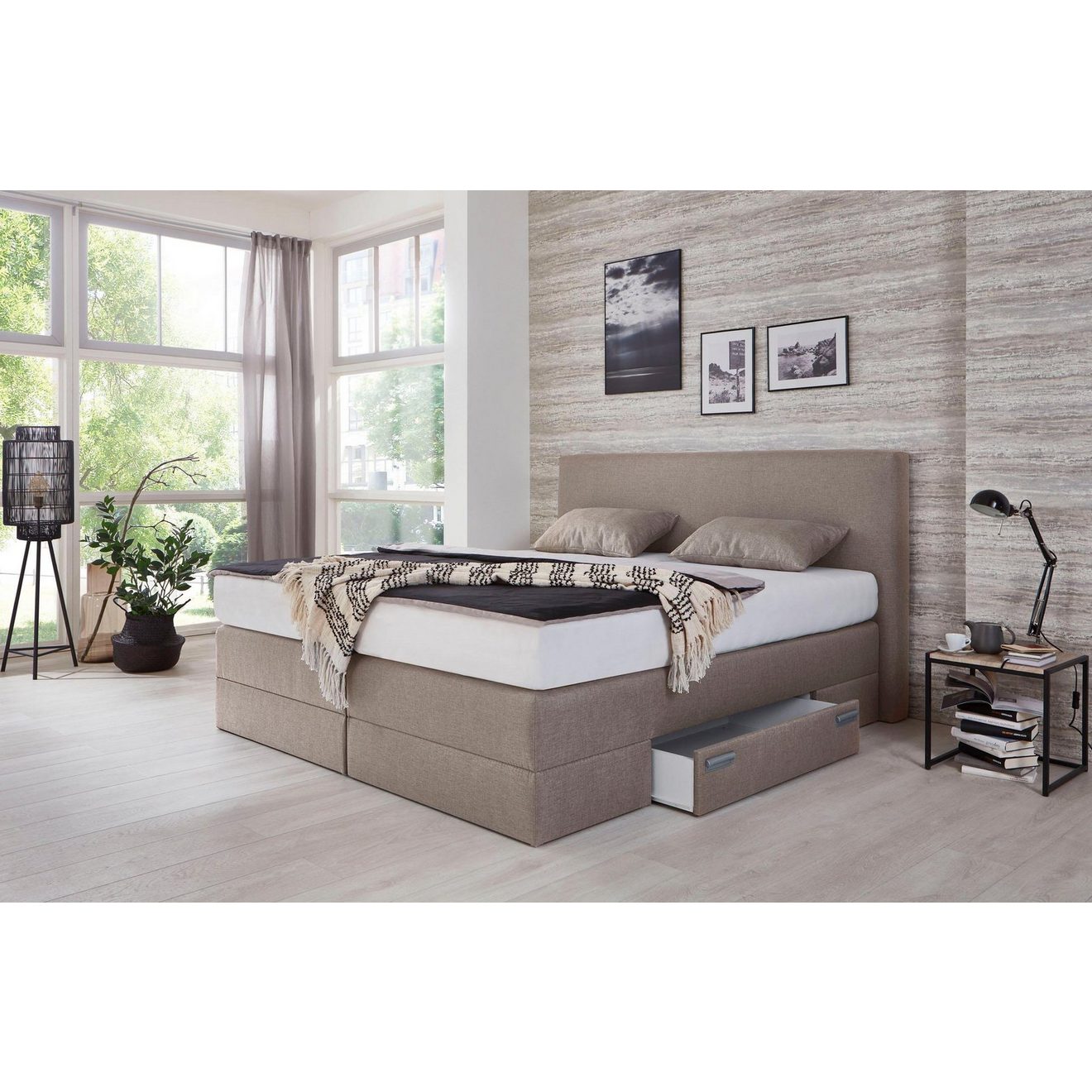 Westfalia Polsterbetten Boxspring met lades en sierkussens